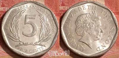 Восточные Карибы 5 центов 2010 года, KM# 36, 380k-123