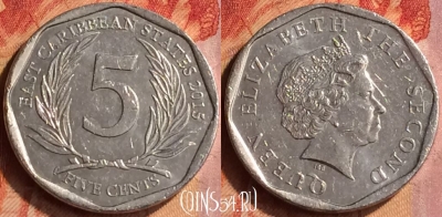 Восточные Карибы 5 центов 2015 года, KM# 36, 420-078