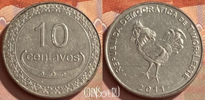 Восточный Тимор 10 сентаво 2011 года, KM# 3, 467q-390 ♛