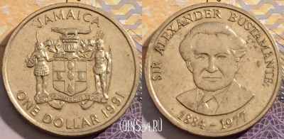 Ямайка 1 доллар 1991 года, KM# 145, 198-083