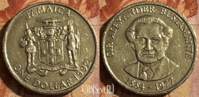 Ямайка 1 доллар 1992 года, KM# 145, 454s-053