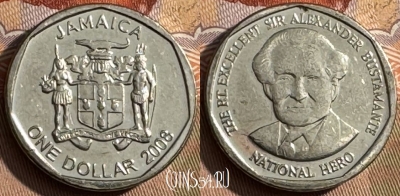 Ямайка 1 доллар 2008 года, KM# 189, 427s-114