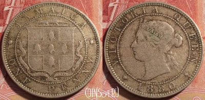 Ямайка 1 пенни 1880 года, KM# 17, b060-002