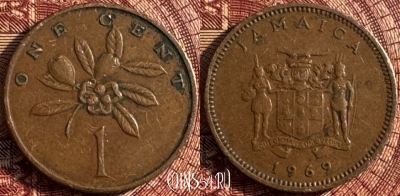 Ямайка 1 цент 1969 года, KM# 45, 365s-088