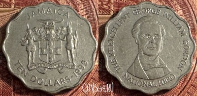 Ямайка 10 долларов 1999 года, KM# 181, 358s-053