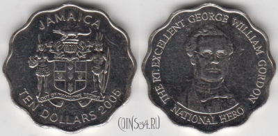 Ямайка 10 долларов 2005 года, KM# 181, 131-040