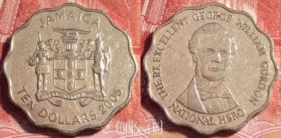 Ямайка 10 долларов 2005 года, KM# 181, b064-046