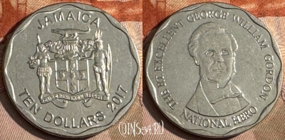 Ямайка 10 долларов 2017 года, KM# 190, s226t-004