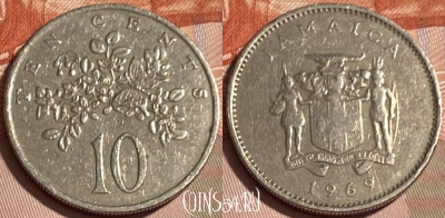 Ямайка 10 центов 1969 года, KM# 47, 063s-045