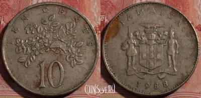 Ямайка 10 центов 1988 года, KM# 47, 212-084