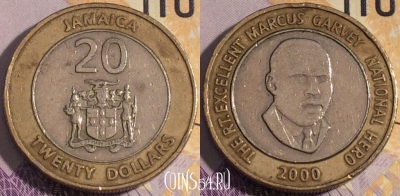 Ямайка 20 долларов 2000 года, KM# 182, 186a-065
