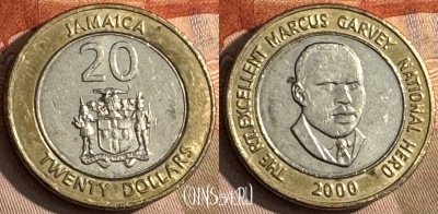 Ямайка 20 долларов 2000 года, KM# 182, s217t-104