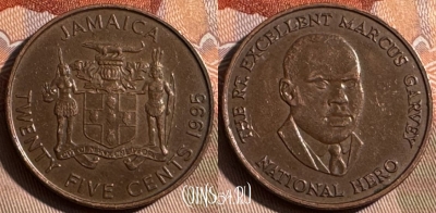 Ямайка 25 центов 1995 года, KM# 167, 480s-115