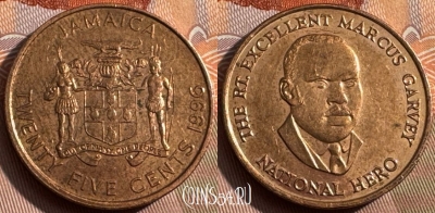 Ямайка 25 центов 1996 года, KM# 167, 156s-095
