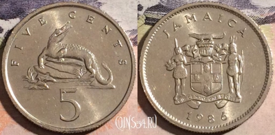 Ямайка 5 центов 1986 года, KM# 46, aUNC, 168-051