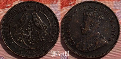 ЮАР (Южная Африка) 1/4 пенни 1928 года, KM# 12.2, a142-118