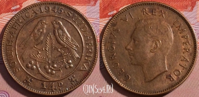 ЮАР (Южная Африка) 1/4 пенни 1946 года, KM# 23, a062-017