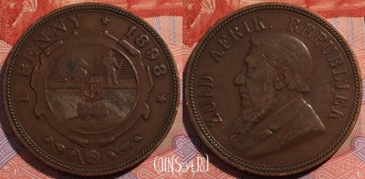ЮАР (Южная Африка) 1 пенни 1898 года, KM# 2, a142-116