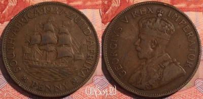 ЮАР (Южная Африка) 1 пенни 1927 года, KM# 14.2, a072-069