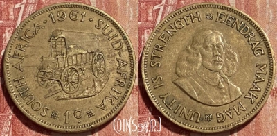 Южная Африка 1 цент 1961 года, KM# 57, 398q-030