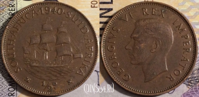 ЮАР (Южная Африка) 1/2 пенни 1940 года, KM# 24, 159-028
