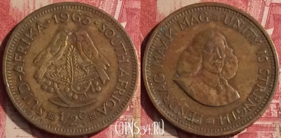 Южная Африка 1/2 цента 1963 года, KM# 56, 453o-144