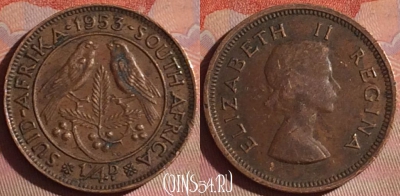 ЮАР (Южная Африка) 1/4 пенни 1953 года, KM# 44, 052i-164