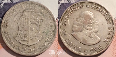 ЮАР (Южная Африка) 20 центов 1961 года, Ag, KM# 61