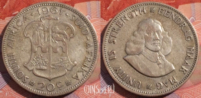 Южная Африка 20 центов 1961 года, KM# 61, a099-113
