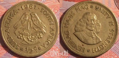 ЮАР 1/2 цента 1961 года, KM# 56, a068-089