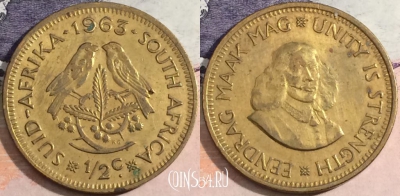 ЮАР 1/2 цента 1963 года, KM# 56, 170-036