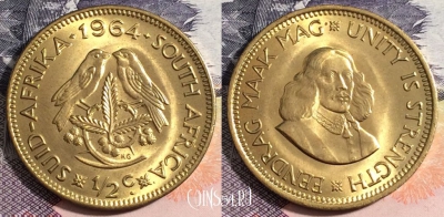 ЮАР 1/2 цента 1964 года, KM# 56, 165-102