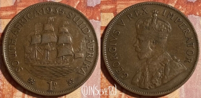 Южная Африка 1 пенни 1935 года, KM# 14.3, 464q-563 ♛