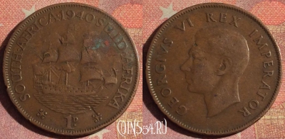 ЮАР (Южная Африка) 1 пенни 1940 года, KM# 25, 199i-116