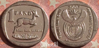 ЮАР 1 ранд 2007 года, KM# 344, 122i-024