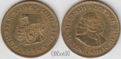 ЮАР 1 цент 1961 года, KM# 57, 131-061