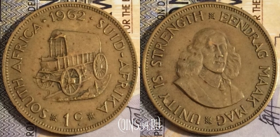 ЮАР 1 цент 1962 года, KM# 57, 159-024