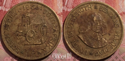 ЮАР 1 цент 1964 года, KM# 57, 217-027