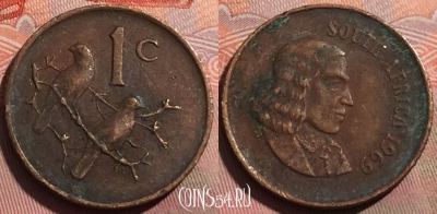 ЮАР 1 цент 1969 года, SOUTH AFRICA, KM# 65.1, 256a-035