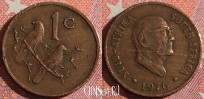 ЮАР 1 цент 1976 года, KM# 91, 352-001