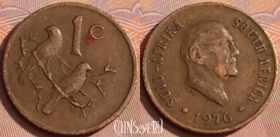 ЮАР 1 цент 1976 года, KM# 91, 356k-095