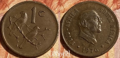 ЮАР 1 цент 1976 года, KM# 91, 464q-614
