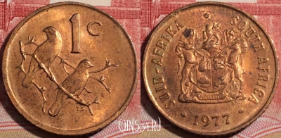 ЮАР 1 цент 1977 года, KM# 82, 221-008