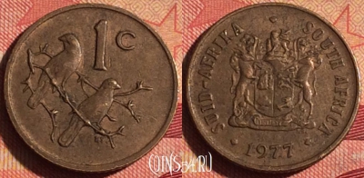 ЮАР 1 цент 1977 года, KM# 82, 236i-138