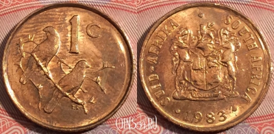 ЮАР 1 цент 1983 года, KM# 82, b094-008