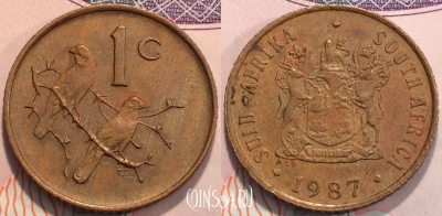 ЮАР 1 цент 1987 года, KM 82, 116-105