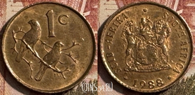 ЮАР 1 цент 1988 года, KM# 82, 192s-068 ♛