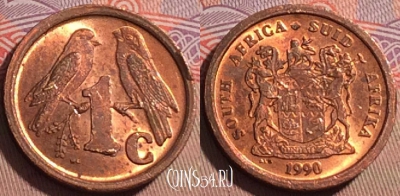 ЮАР 1 цент 1990 года, KM# 132, 217a-069