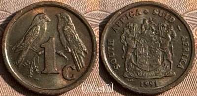 ЮАР 1 цент 1991 года, KM# 132, s160t-048