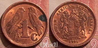 ЮАР 1 цент 1991 года, KM# 132, 283k-026